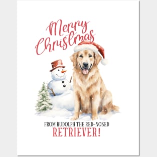 Christmas Golden Retriever Pun Posters and Art